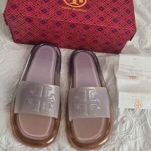 Tory Burch Women's Pink and Brown Slide Sandals